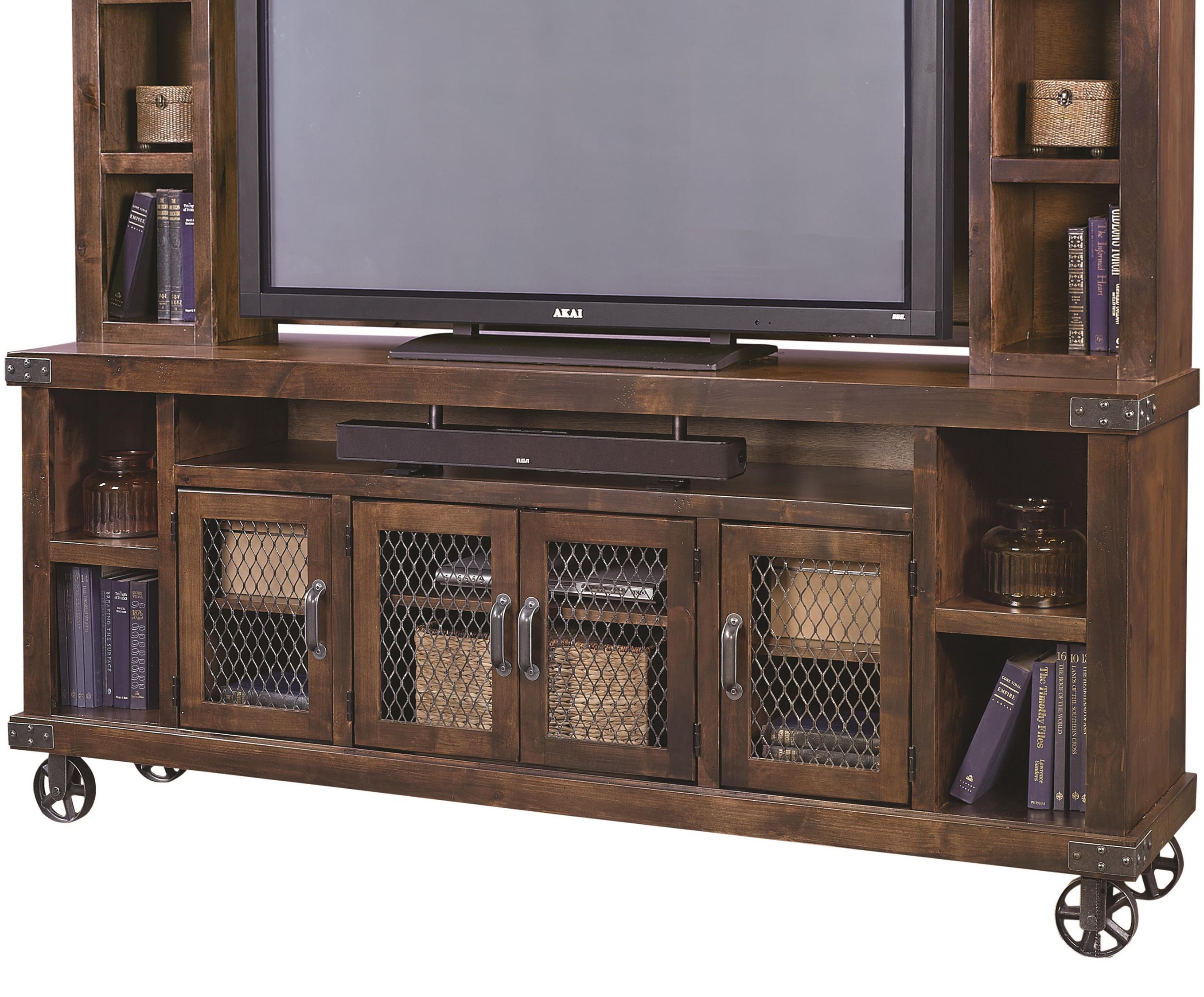 Aspenhome Industrial 84" Console with 4 Wire Doors Walker's Furniture
